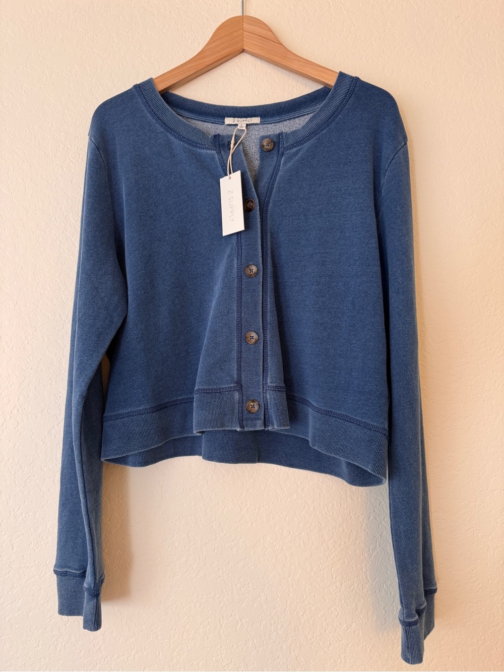 Z Supply Cardigan Top Daily Knit Denim Calypso Blue Indigo Vintage Blue Size L - Picture 2 of 9
